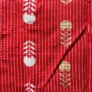 STRAIGHT PURE COTTON KURTA RED NEW