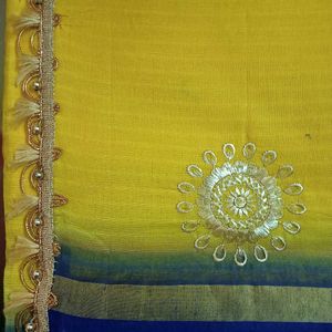 Beautiful Design Heavy Work Pure Cotton Saree