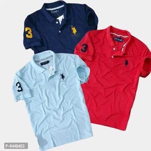 StunningMatty Cotton Self Pattern Polos For Men 3 Pieces