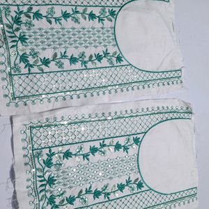 Combo Of 2 Neck Embroidery Patches White RamaGreen