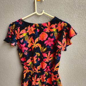 red and black floral peplum top