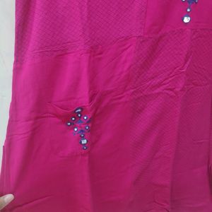 Dark Pink Kurti With Work