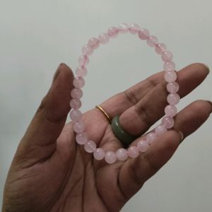 Natural Rose Quartz Round Crystal Bracelet