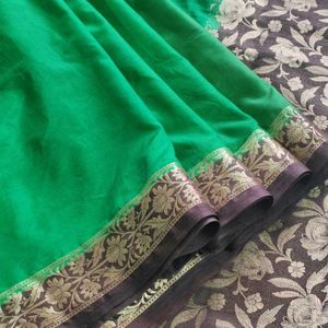 Green And Maroon Crepe Silk Saree