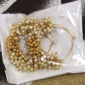 Jhumka Earrings Artificial White Pearls