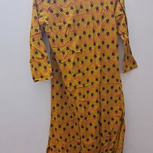 Printed Mustard Yellow Kurta