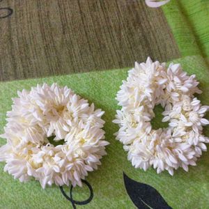 White Gajra Flower Hair Rubber Band.