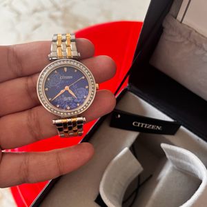 Citizen Blue Dial Analog Watch Stones Metal Strap