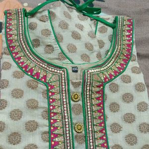 Kurti With Golden and Pink Work