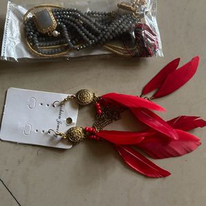 Necklace With Earrings And One Extra Pair Of Earri