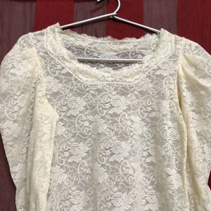 Cream Short Sleeve Top