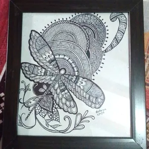 Black Pen Art Work Butterfly