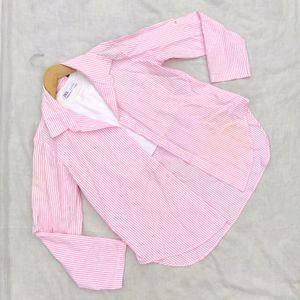 Pink And White Striped Oversized Shirt