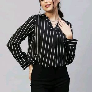 A White  Lined Top Over. Black Shirt