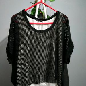 Zara Net Top With Attached Inner Sleeves