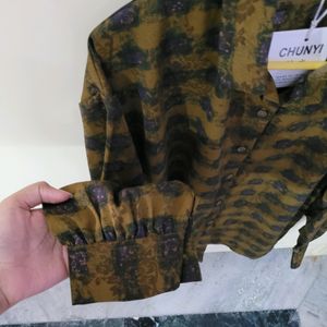 Brown Printed Pattern Shirt