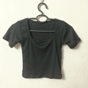 Deep Neck Ribbed Top