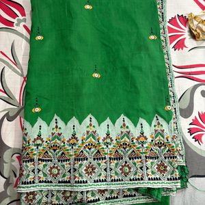 Pure Silk Kantha Applique Work Saree With BP