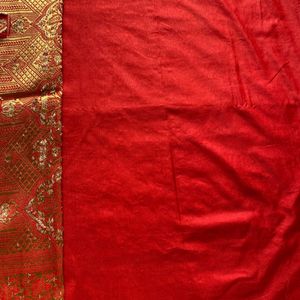 Brand New Red Soft Silk Saree With Blouse Piece