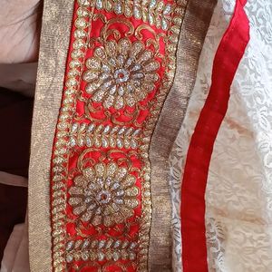 Off White-red Anarkali Kurta Set