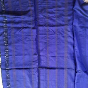 Navy Blue Silk Plain Saree