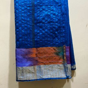 Beautiful Peacock Blue Saree