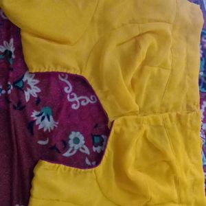 Yellow Saree With Designer Blouse