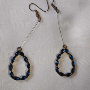 Bronze Plated, sapphire oval shaped earings.