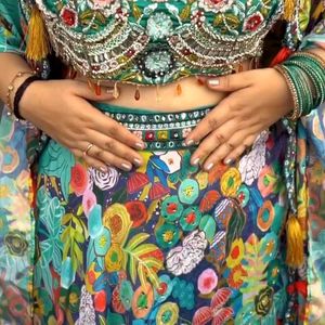 Teal Green Indowestern Dress