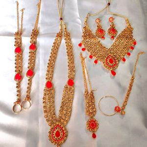 Red And Gold Kundan Bridal Jewelry Set