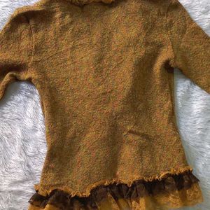 Pinterest Sparkly Mustard Ruffles Cardigan