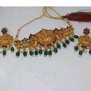 Ethnic South Indian Style Green Choker Set