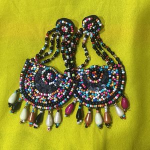 rare find multicolor embroided  earrings
