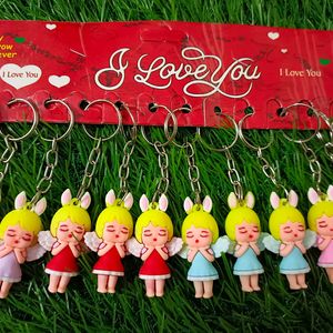 Set Of 12 Cute Doll Design Keychains