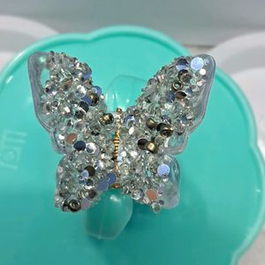 Glitter Butterfly White Claws (2pcs)