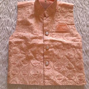 Peach Color Vescote & Pant Set For Boy's