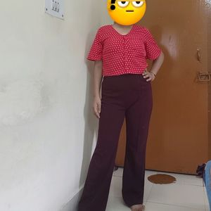 High Waisted Maroon Trouser