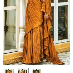 New Ruffle Saree Of Mustard Color With Belt