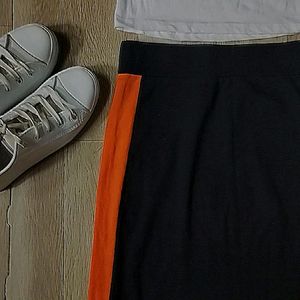 Casual Black Skirt With Orange Stripes