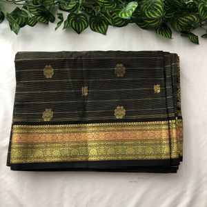 (Sold Out In Combo) Black Silk Saree