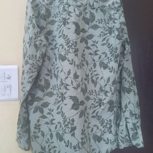 One Brand Olice Color Floral Print Shirt