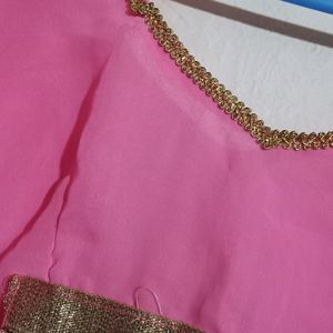 Pink and Golden Two Colour Saree For Festive wear