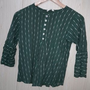 Dark Green Color Top In Pure Cotton Fabric