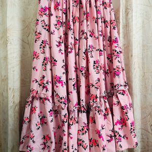 Pink Floral Printed Ethnic Long Skirt