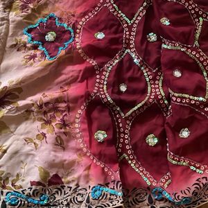 Maroon Heavy Saree With Stitched Blouse