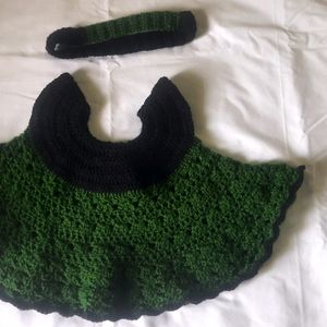 Woolen Frock And Haire Band For 0_3 Month Baby