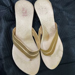 Golden Sandal With Very Little Heal