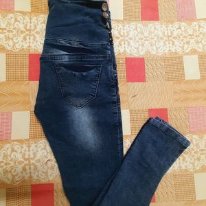 Navy Blue High Waist Jeans For Women