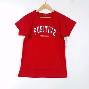 Red Round Neckline  T-Shirt(Women's)