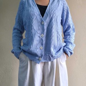 Blue Knitted Open Cardigan 🎀